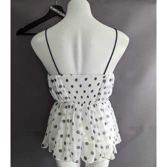Girl from Saroy Polkadot Chiffon Blouse Cami Top White & Navy Sz 2 - Picture 4 of 7